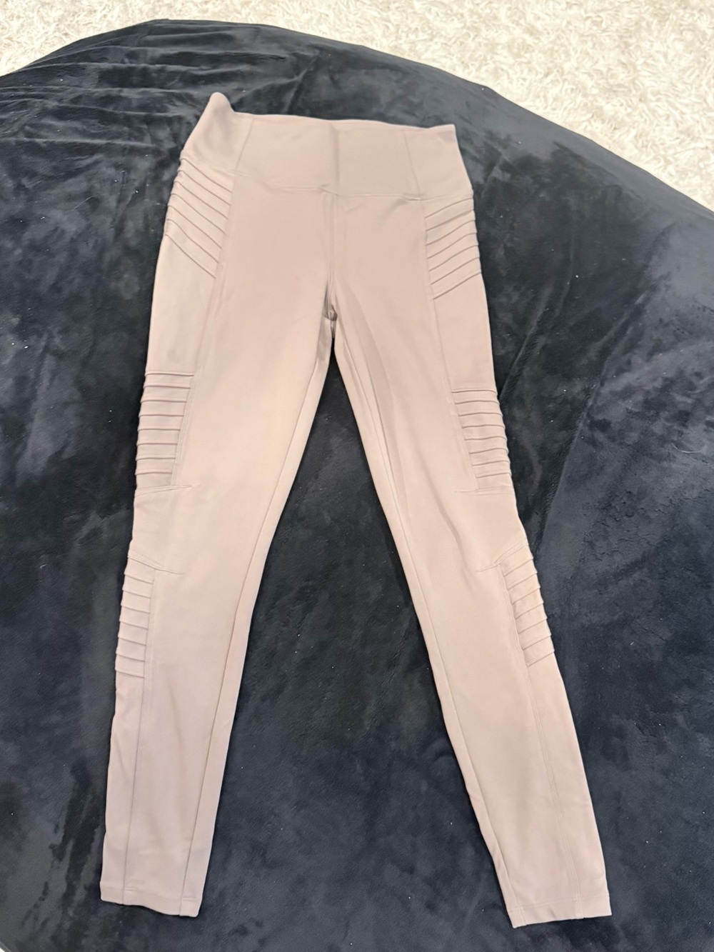 Athleta Ribbed Panel High-Rise Leggings - Taupe